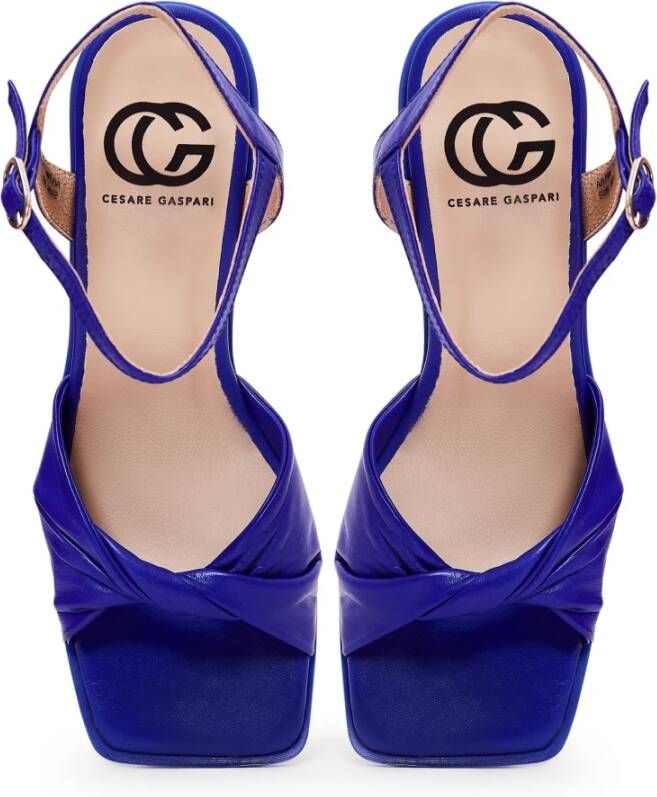 Cesare Gaspari Klassieke Blokhak Sandalen Blauw Blue Dames