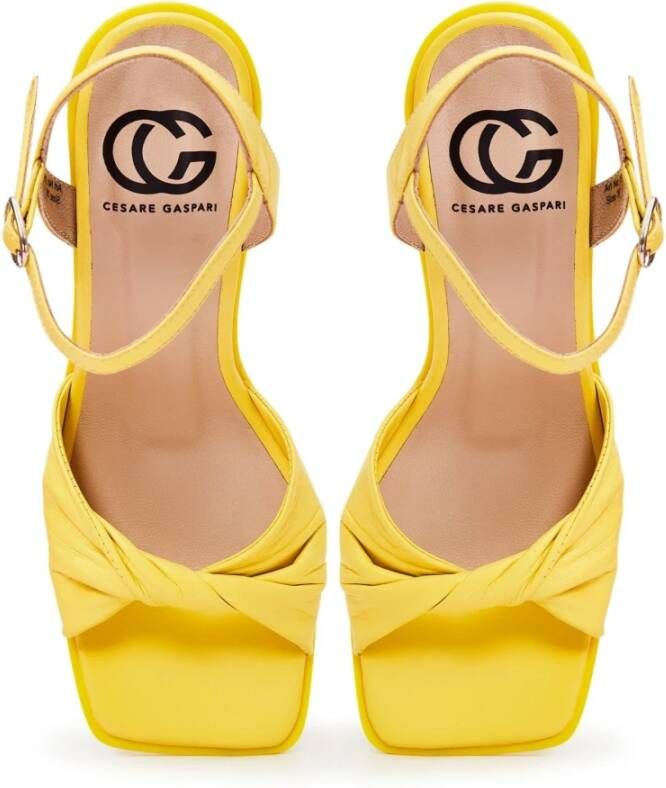 Cesare Gaspari Klassieke blokhak sandalen Geel Yellow Dames