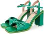 Cesare Gaspari Klassieke Blokhak Sandalen Groen Green Dames - Thumbnail 3