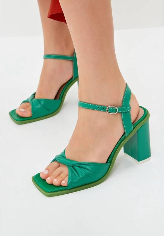 Cesare Gaspari Klassieke Blokhak Sandalen Groen Green Dames