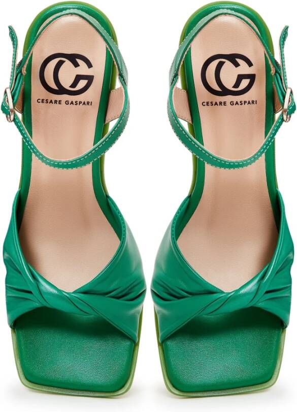 Cesare Gaspari Klassieke Blokhak Sandalen Groen Green Dames