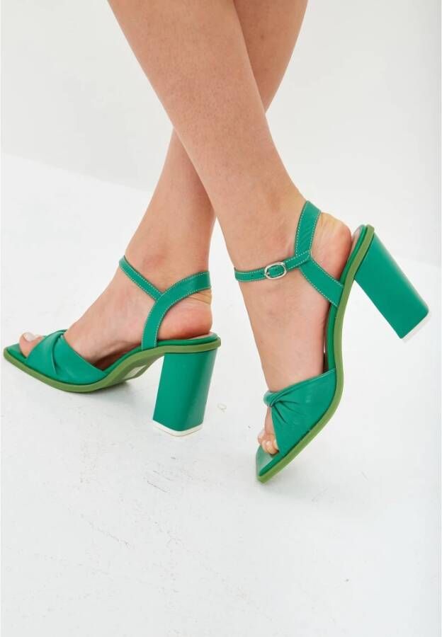 Cesare Gaspari Klassieke Blokhak Sandalen Groen Green Dames