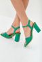 Cesare Gaspari Klassieke Blokhak Sandalen Groen Green Dames - Thumbnail 8