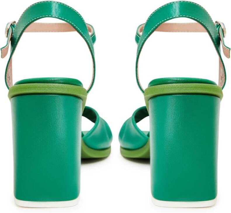 Cesare Gaspari Klassieke Blokhak Sandalen Groen Green Dames