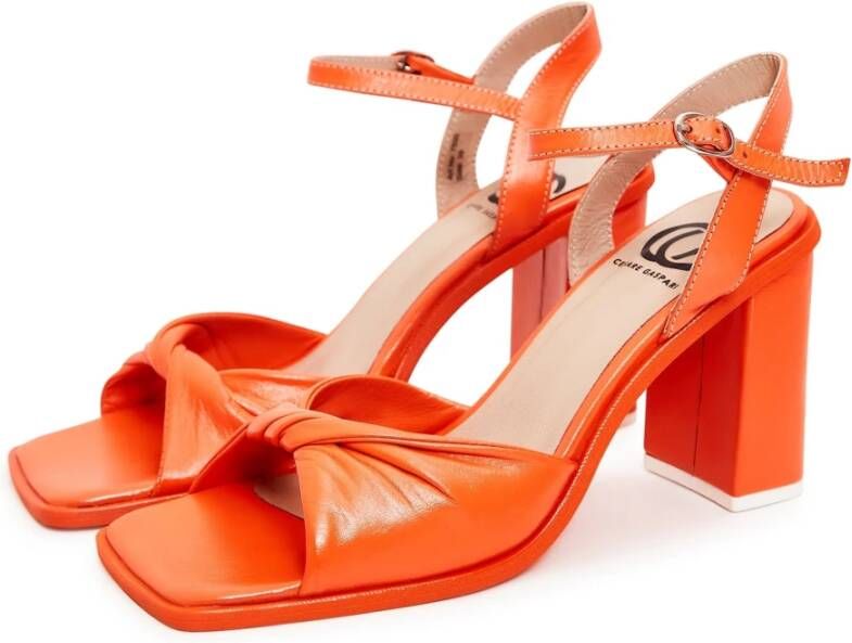 Cesare Gaspari Klassieke blokhak sandalen Oranje Orange Dames