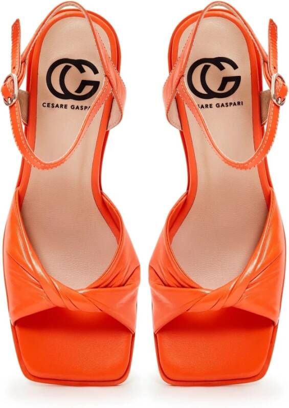 Cesare Gaspari Klassieke blokhak sandalen Oranje Orange Dames