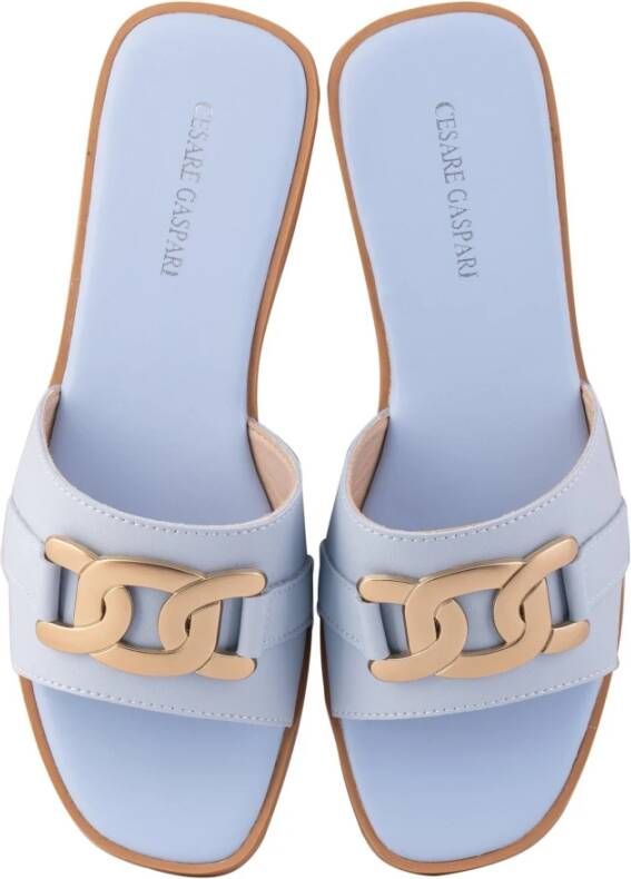 Cesare Gaspari Klassieke Leren Sandalen Blue Dames