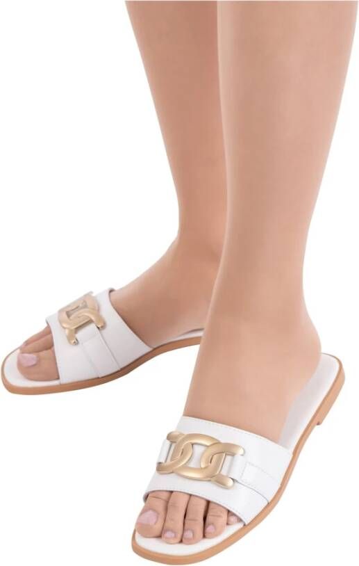 Cesare Gaspari Klassieke Leren Sandalen White Dames