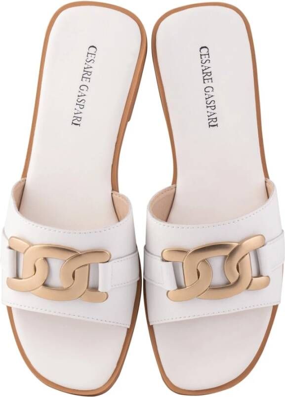 Cesare Gaspari Klassieke Leren Sandalen White Dames