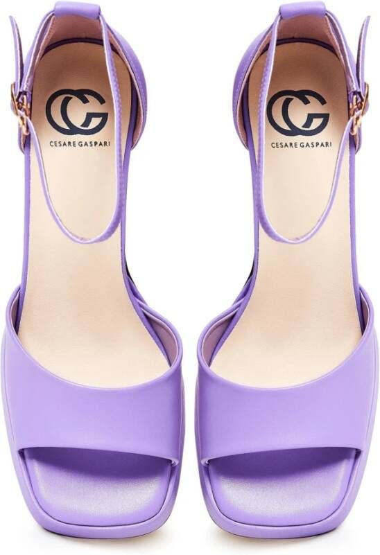 Cesare Gaspari Klassieke open teen hoge hak sandalen Lila Purple Dames