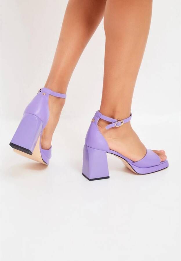 Cesare Gaspari Klassieke open teen hoge hak sandalen Lila Purple Dames