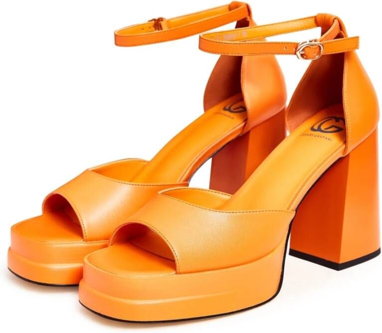 Cesare Gaspari Klassieke open teen hoge hakken sandalen Oranje Orange Dames