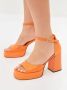 Cesare Gaspari Klassieke open teen hoge hakken sandalen Oranje Orange Dames - Thumbnail 5