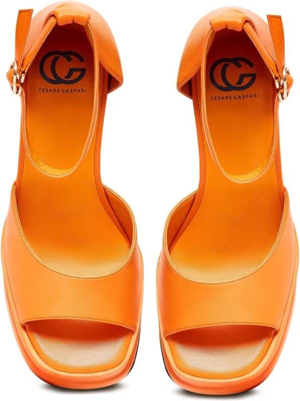 Cesare Gaspari Klassieke open teen hoge hakken sandalen Oranje Orange Dames