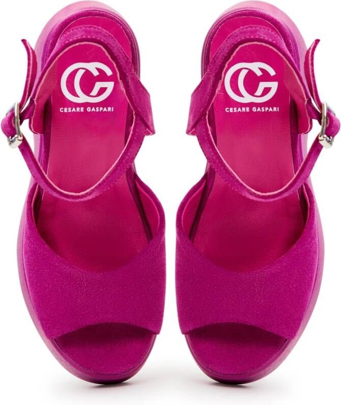 Cesare Gaspari Klassieke Plateausandalen Fuchsia Pink Dames