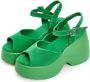 Cesare Gaspari Klassieke Plateausandalen Groen Green Dames - Thumbnail 3