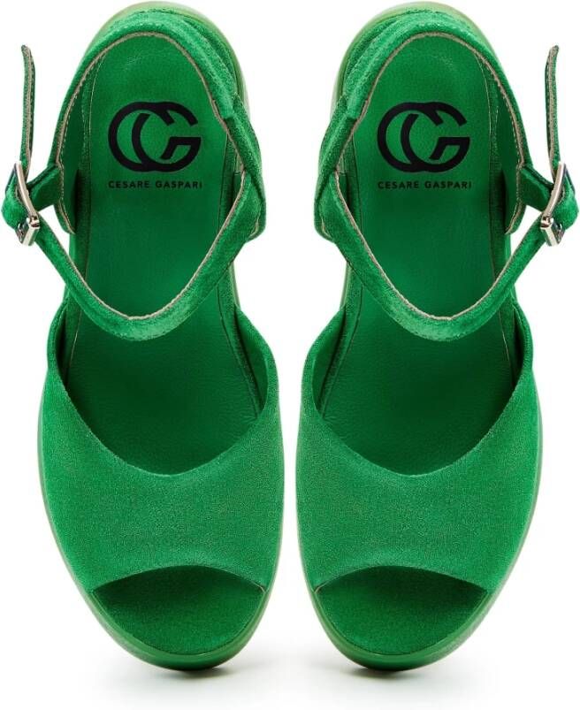 Cesare Gaspari Klassieke Plateausandalen Groen Green Dames