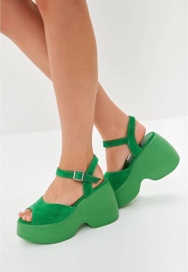 Cesare Gaspari Klassieke Plateausandalen Groen Green Dames