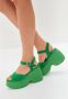 Cesare Gaspari Klassieke Plateausandalen Groen Green Dames - Thumbnail 8