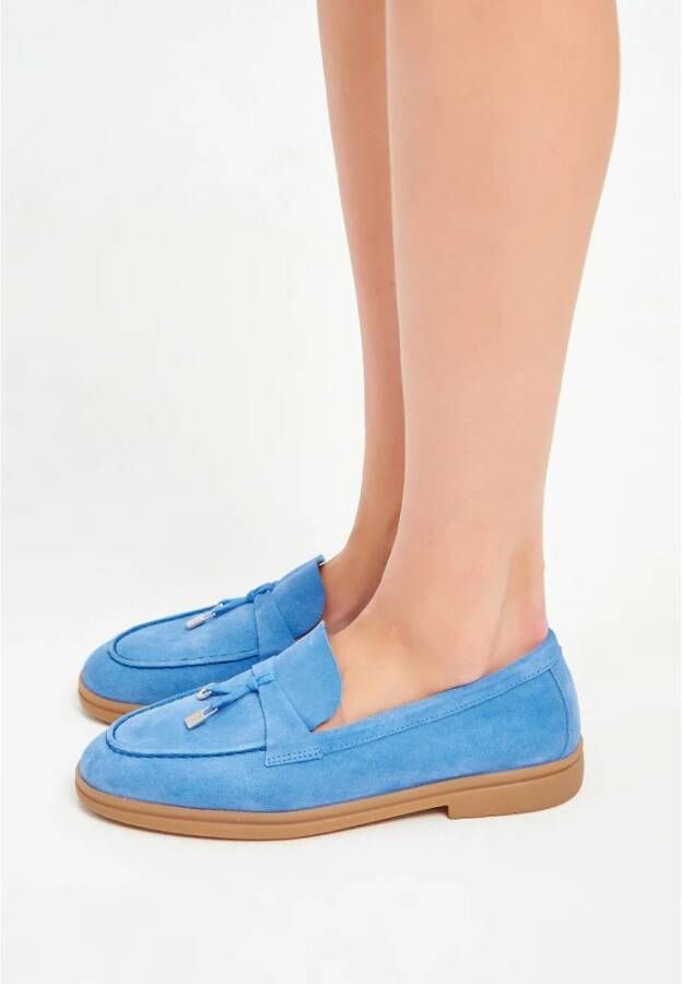 Cesare Gaspari Klassieke platte loafers Lichtblauw Blue Dames