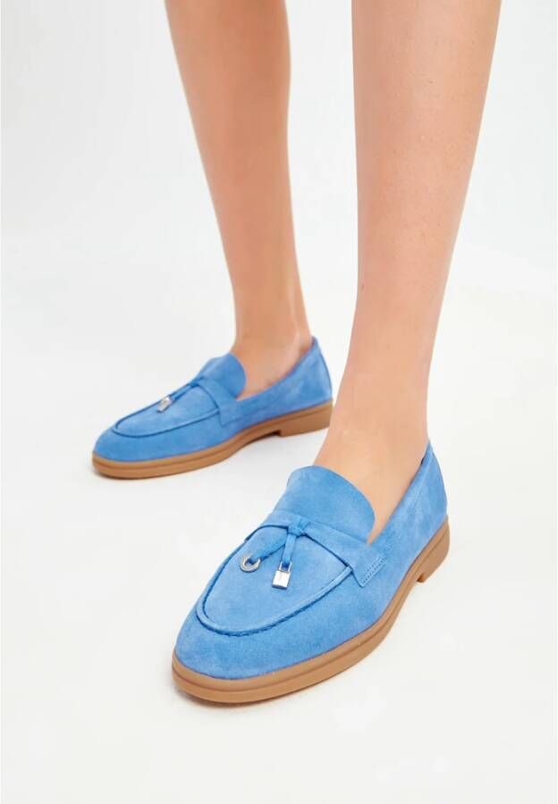 Cesare Gaspari Klassieke platte loafers Lichtblauw Blue Dames