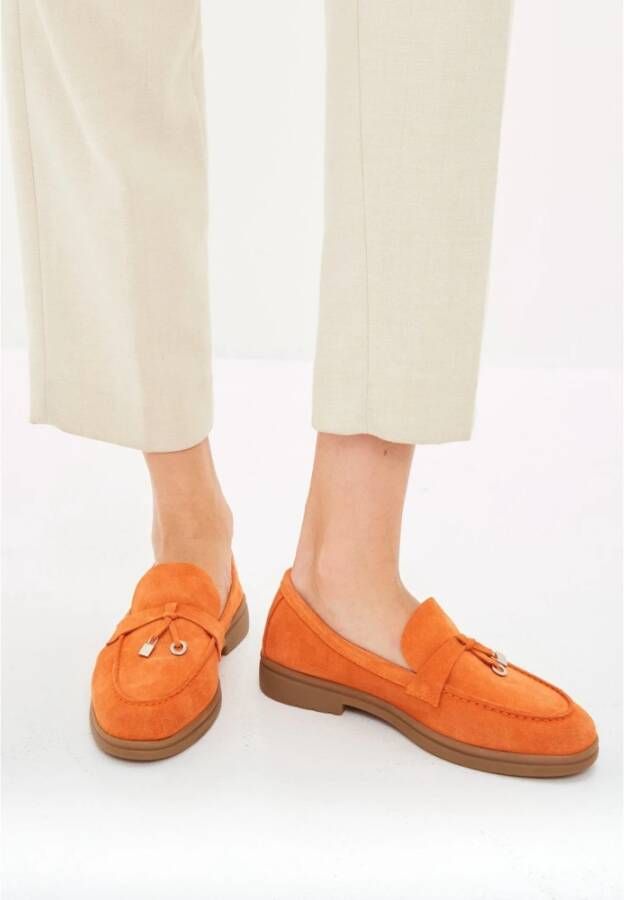 Cesare Gaspari Klassieke platte loafers Oranje Orange Dames