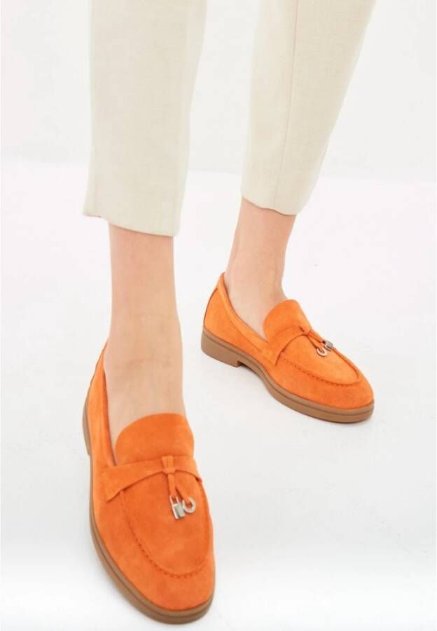 Cesare Gaspari Klassieke platte loafers Oranje Orange Dames