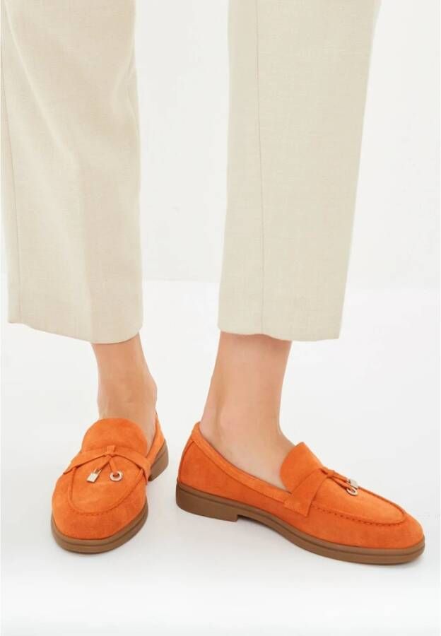 Cesare Gaspari Klassieke platte loafers Oranje Orange Dames