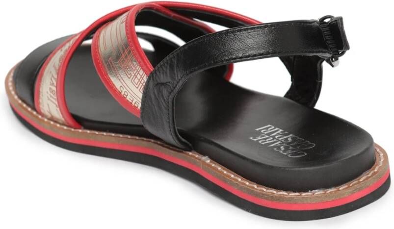 Cesare Gaspari Kleurrijke Metallic Open Teen Sandalen Black Dames