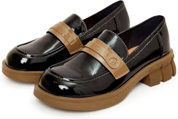 Cesare Gaspari Lakleren loafers Zwart Black Dames