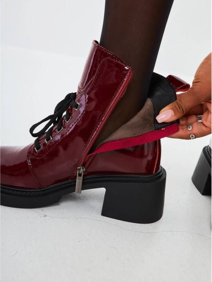 Cesare Gaspari Lakleren Veterschoenen Enkellaarsjes Bordeaux Red Dames