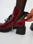 Cesare Gaspari Lakleren Veterschoenen Enkellaarsjes Bordeaux Red Dames - Thumbnail 10