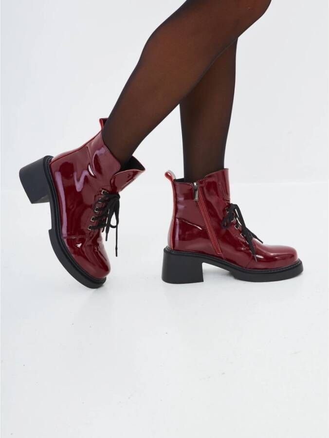 Cesare Gaspari Lakleren Veterschoenen Enkellaarsjes Bordeaux Red Dames