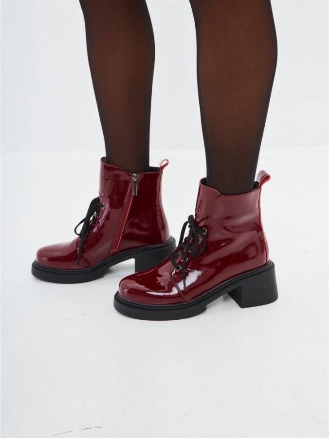 Cesare Gaspari Lakleren Veterschoenen Enkellaarsjes Bordeaux Red Dames