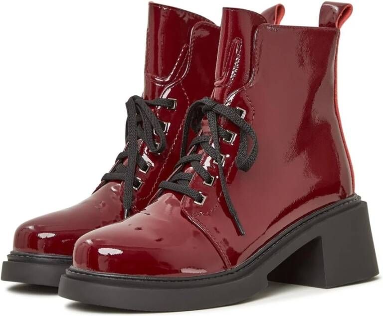 Cesare Gaspari Lakleren Veterschoenen Enkellaarsjes Bordeaux Red Dames