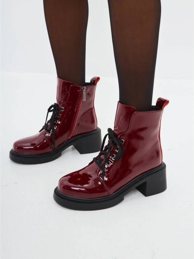 Cesare Gaspari Lakleren Veterschoenen Enkellaarsjes Bordeaux Red Dames