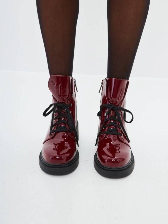 Cesare Gaspari Lakleren Veterschoenen Enkellaarsjes Bordeaux Red Dames