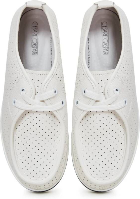 Cesare Gaspari Leren Classic Platform Instappers Wit White Dames