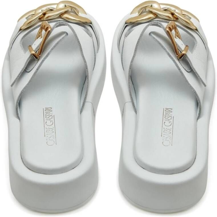 Cesare Gaspari Leren Ketting Sandalen Wit White Dames