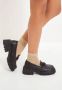 Cesare Gaspari Leren Klassieke Blokhak Loafers Zwart Black Dames - Thumbnail 8