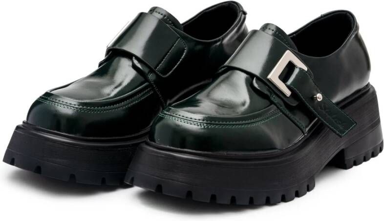 Cesare Gaspari Leren Loafers Groen Green Dames