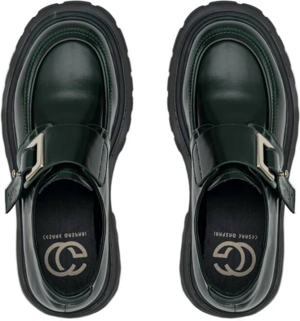 Cesare Gaspari Leren Loafers Groen Green Dames