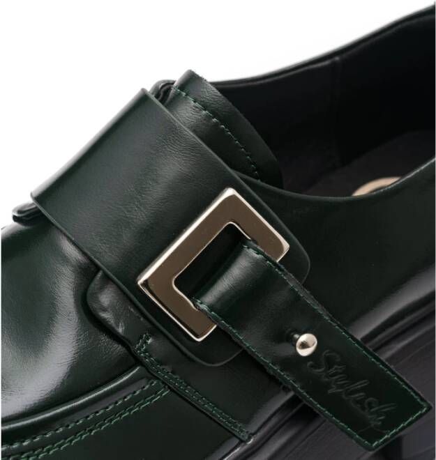 Cesare Gaspari Leren Loafers Groen Green Dames