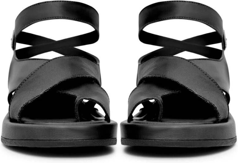 Cesare Gaspari Leren Plateau Sandalen Zwart Black Dames