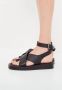 Cesare Gaspari Leren Plateau Sandalen Zwart Black Dames - Thumbnail 6