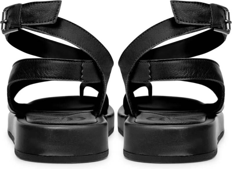 Cesare Gaspari Leren Plateau Sandalen Zwart Black Dames