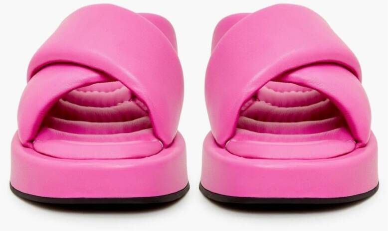 Cesare Gaspari Leren Platform Muiltje Fuchsia Pink Dames