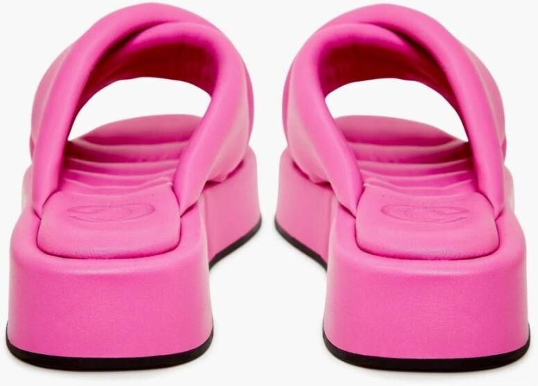 Cesare Gaspari Leren Platform Muiltje Fuchsia Pink Dames