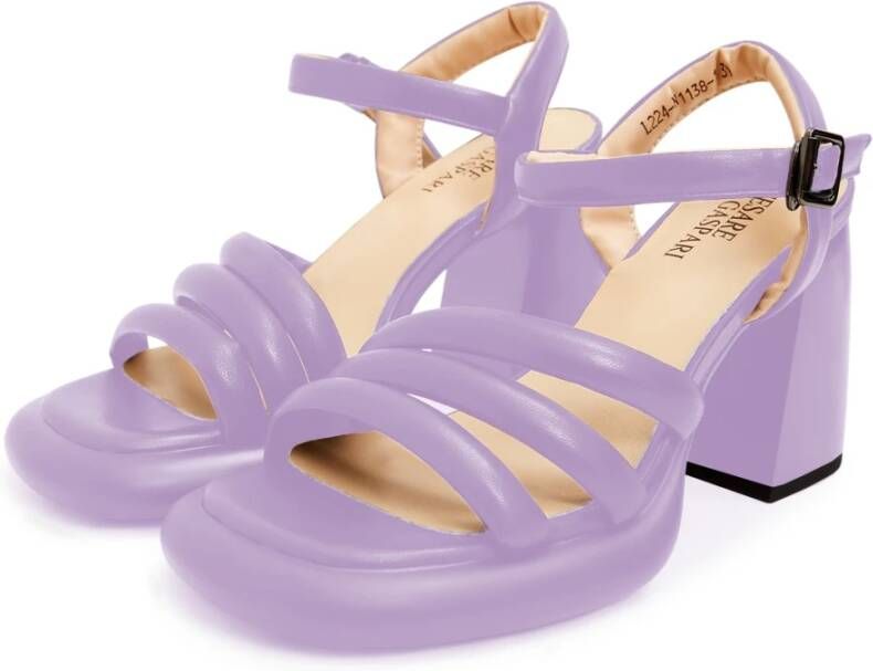 Cesare Gaspari Lila Blokhak Sandalen Purple Dames