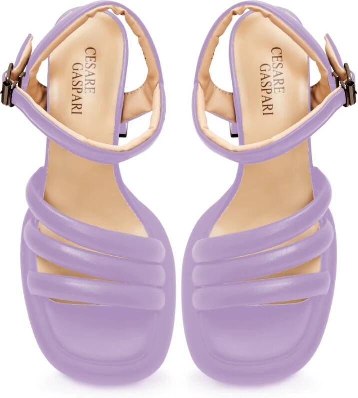 Cesare Gaspari Lila Blokhak Sandalen Purple Dames